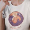 cosmic dreamer women's tshirt with vibrant graphic of girl and universe