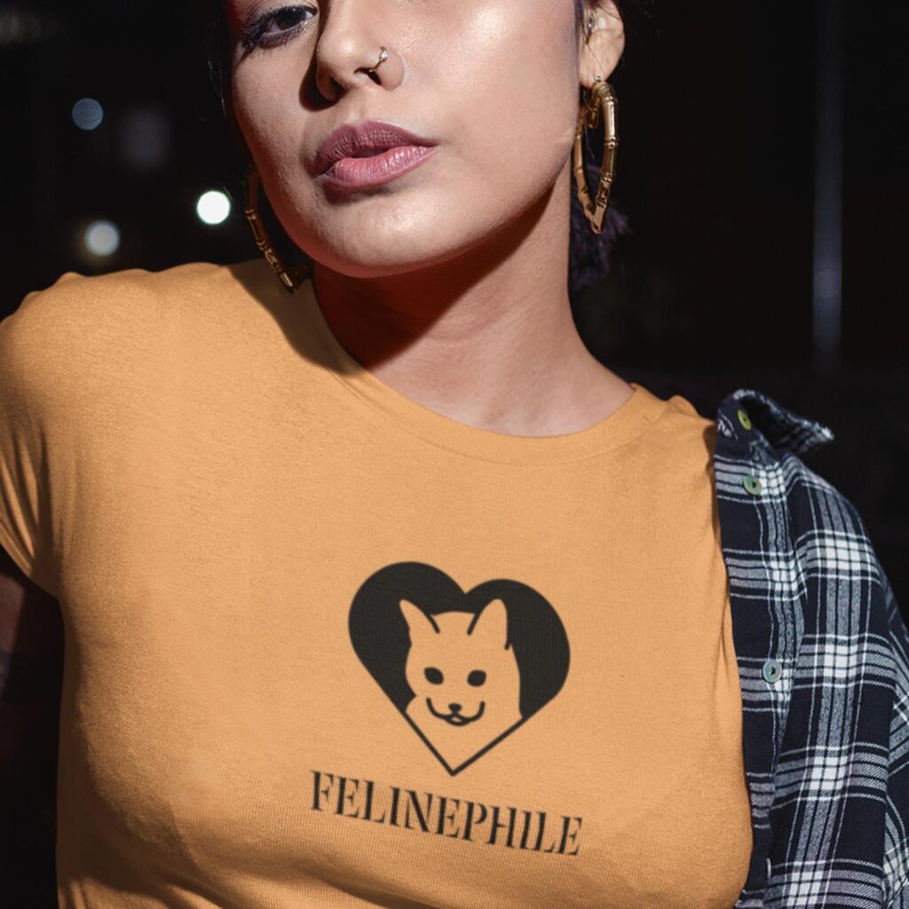 Felinephile Cat in heart women t-shirt