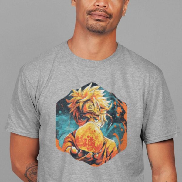 naruto grey t-shirt weared by man