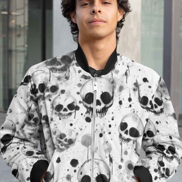 mens bomber jacket all over skull print