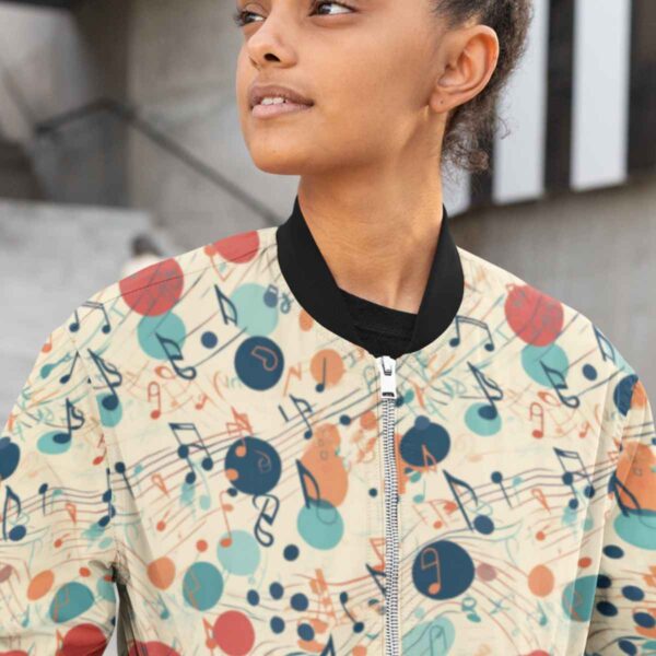 colored music notes unisex bomber jacket